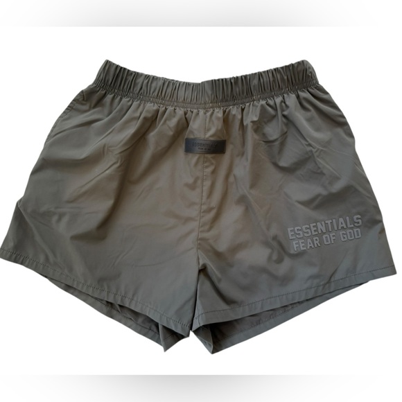 Fear of God Essentials Kids Shorts Size 10 | Gray Nylon Logo Shorts - Picture 1 of 4